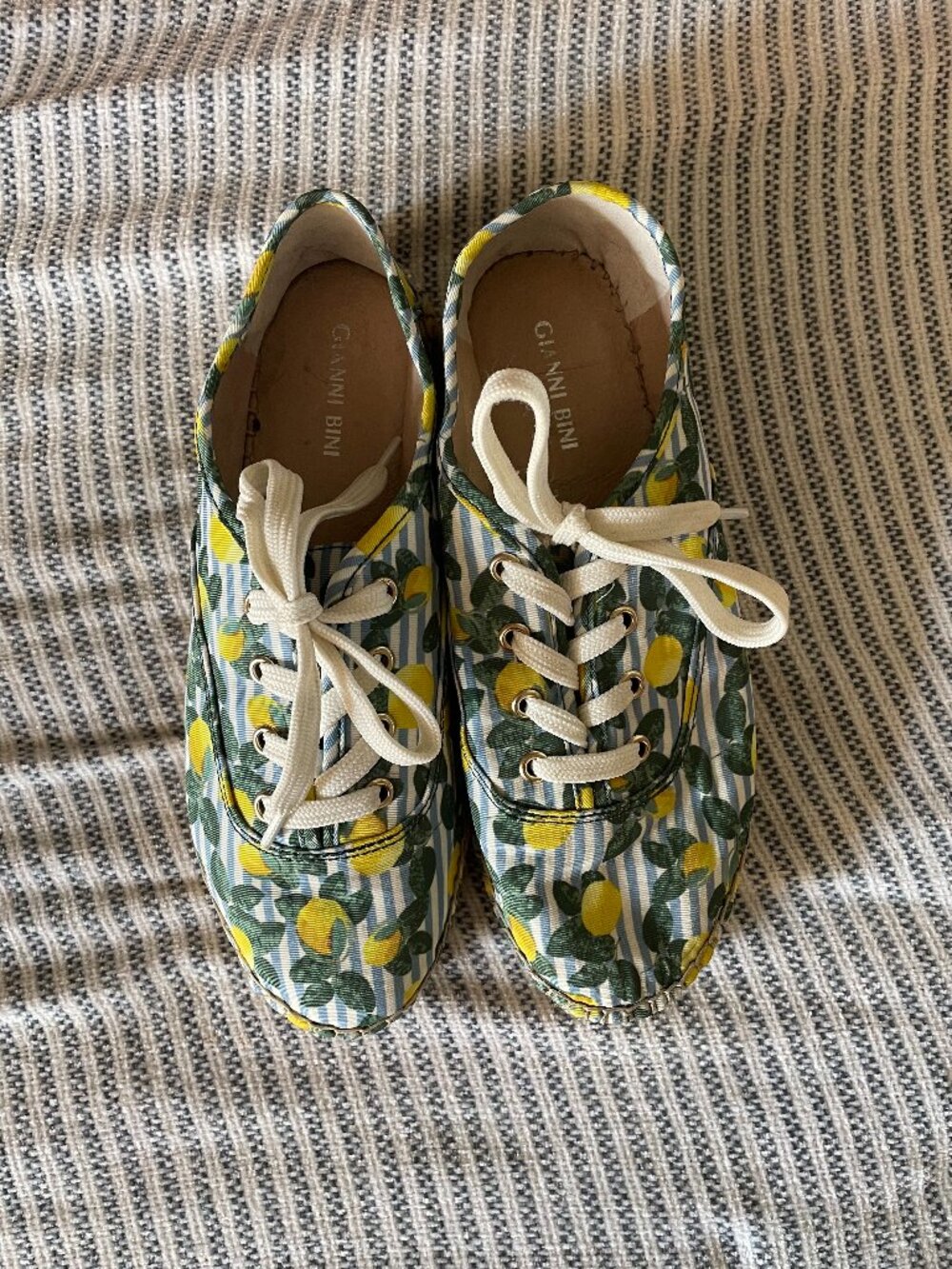 Gianni Bini Dunnigan Lemon Stripe Espadrille Sneakers